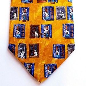 Ermenegildo Zegna Cats In Windows Print Silk Tie